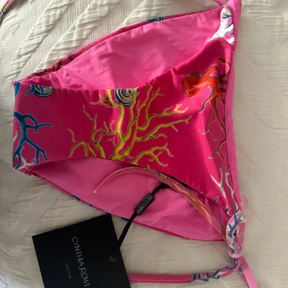 CYNTHIA ROWLEY Women's Pink Ombre Coral String Bikini Bottoms Multicolor S NWT - Picture 3 of 7